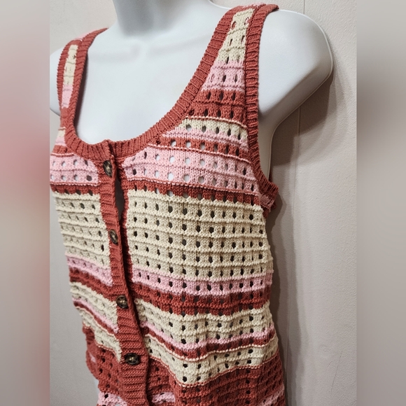a.n.a Sleeveless Sweater‎ Small Multucolor Casual Lightweight Button Front C425 - Picture 2 of 5